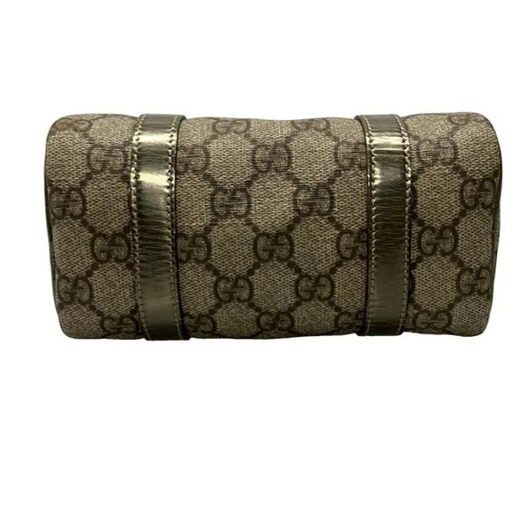 Auth GUCCI GG Plus/GG Supreme 190400 Dark Brown Beige Bronze PVC Leather Handbag - Picture 4 of 11